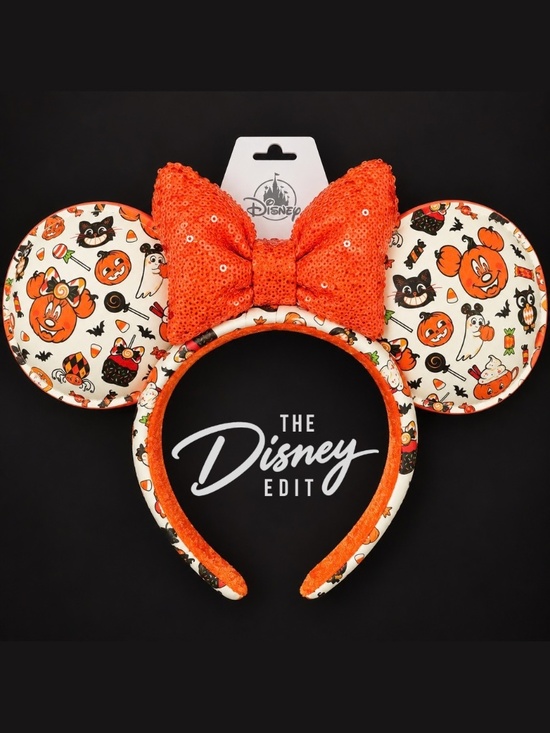 Disney Accessories - Disney Parks Halloween Minnie Mouse Ear Headband Orange Sequin Bow NWT